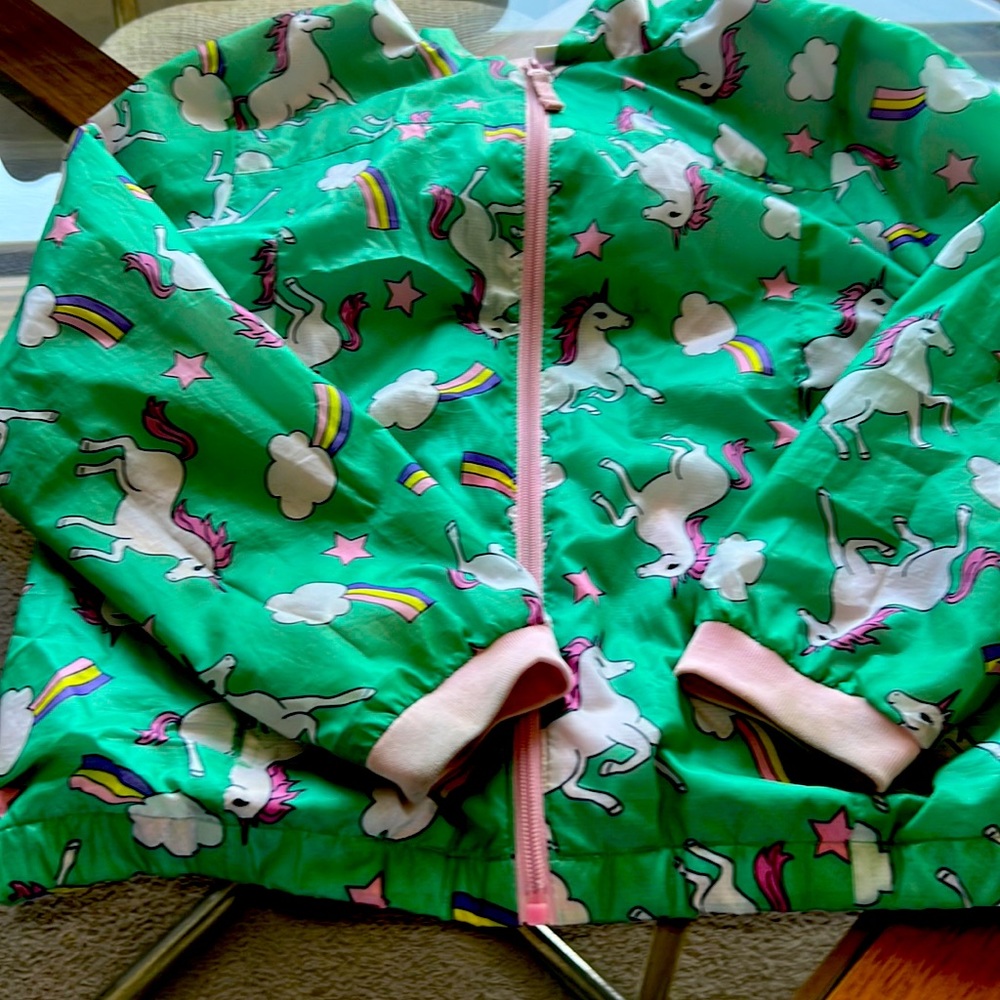 Girls unicorn rain jacket size 14/16